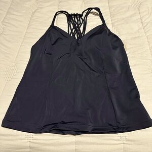 New Prana Talula Tankini Top Swim Bikini Top Criss Cross Back Black Size M